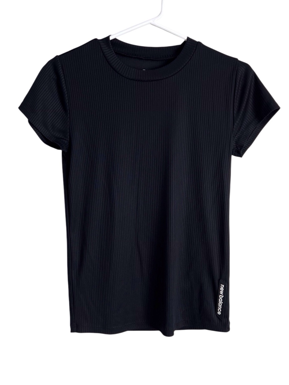New Balance Black Ribbed Athletic Short Sleeve Tee Top Workout Running Small